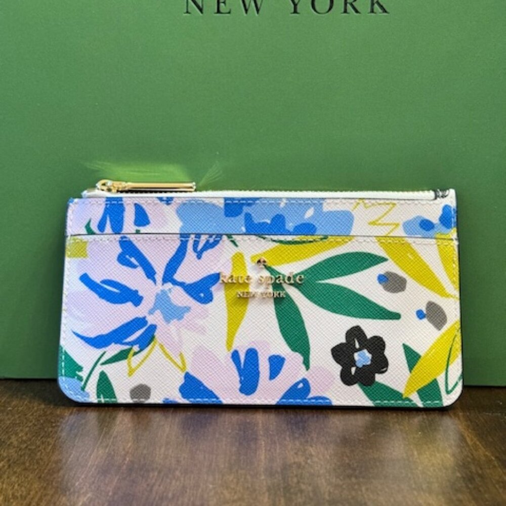 Kate Spade Boxed Madison Festive Floral Large Slim Card Holder KK944 Cardholder